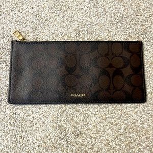 Coach Dark Brown Flat Zip Clutch or Storage Bag EUC